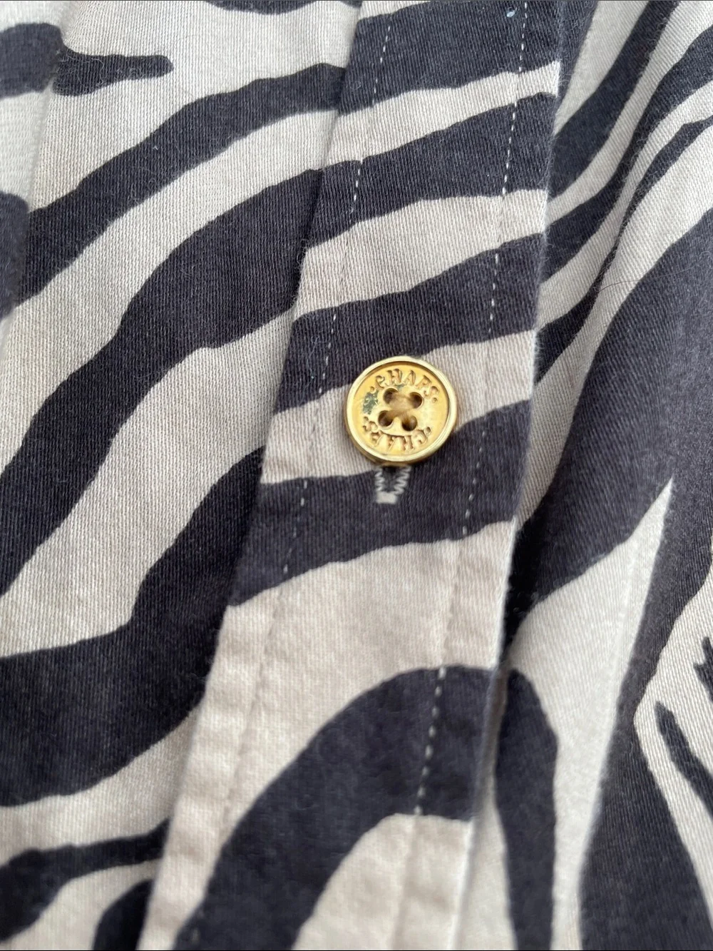 Chaps wBlack and Cream Zebra Print Button-Down Shirt